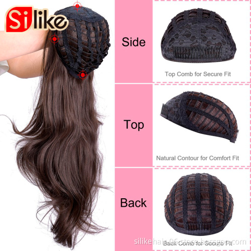 Wholesale 24Inches Women Headband Wig Black Capless Wigs Hair Clips Extension Long Wavy 3/4 Half Wig Synthetic Hair Extensions